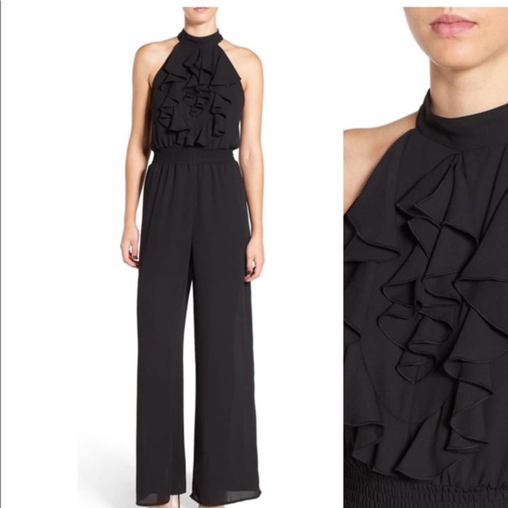 Leith Ruffle Front Jumpsuit-Black